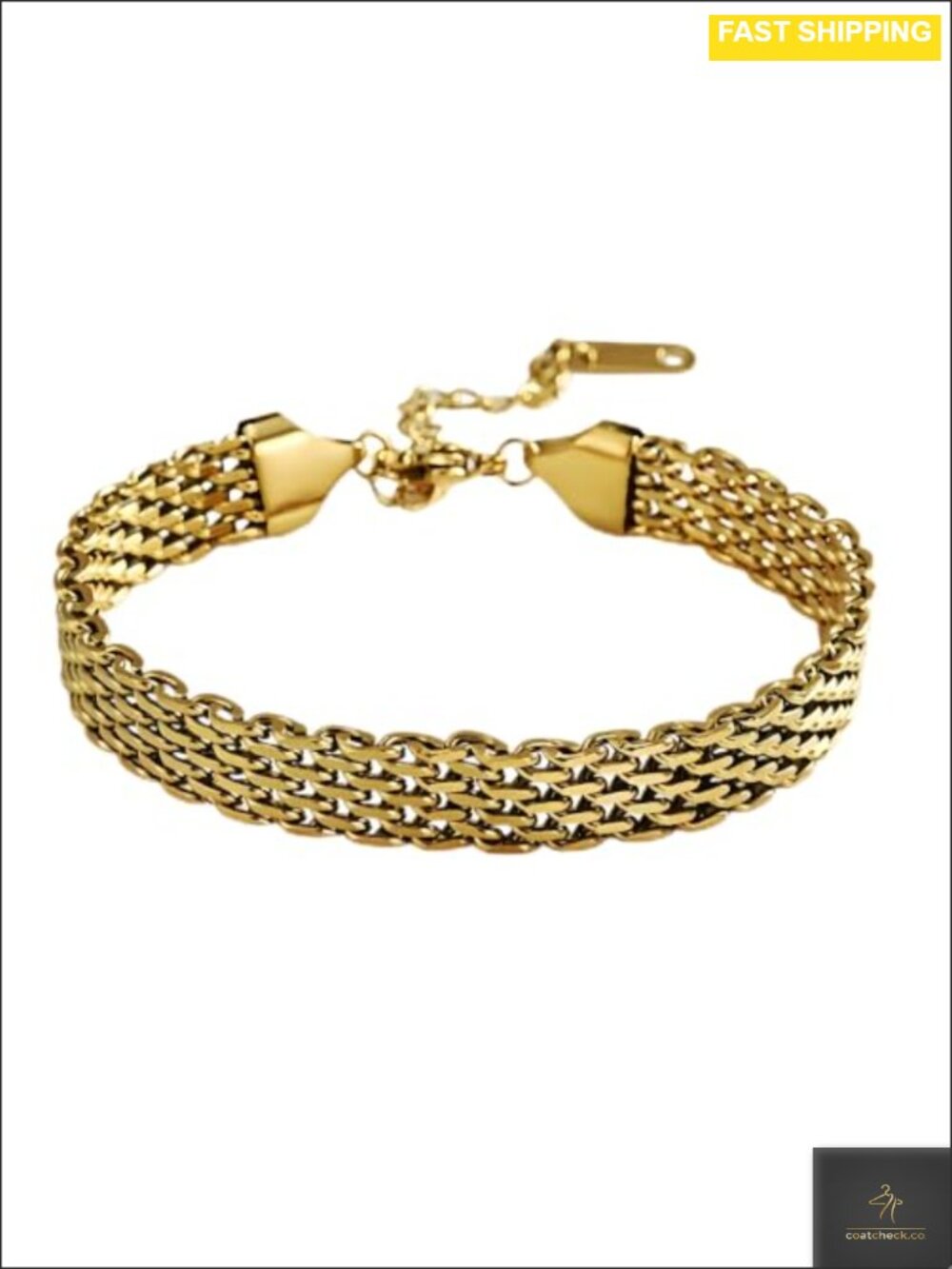 18K Gold Multi Layer Cuban Link Bracelet for Women Adjustable